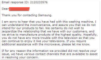 My friend has been having trouble with her Samsung washing machinehere is Samsungs response