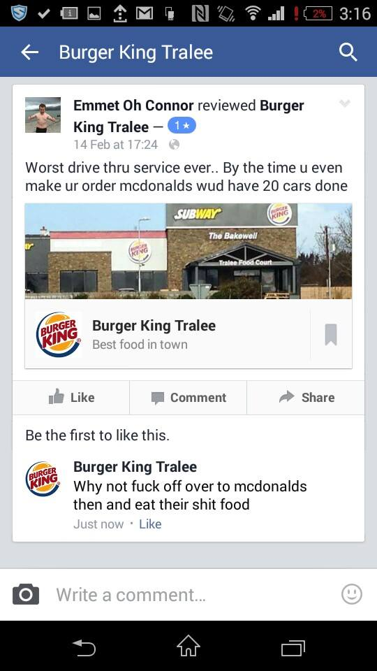 Burger King in Tralee gives no fucks at all