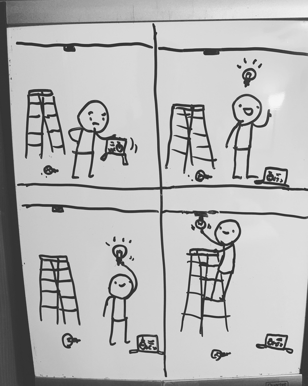  Every night my middle school son draws a new comic on his bedroom door white board Theyre pretty funny so I started taking pics and posting them to an Instagram account  Heres todays post