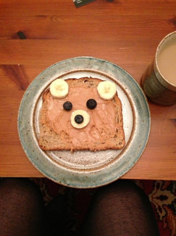 A girl posted this to instagram titled Breakfast Bear I didnt have the heart to tell her who it resembled