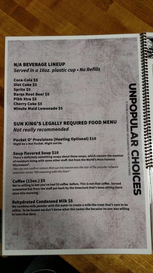 A local brewerys menu to get around ridiculous state laws