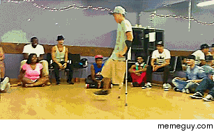 A One-Legged Break Dancer Showing Off His Skillz