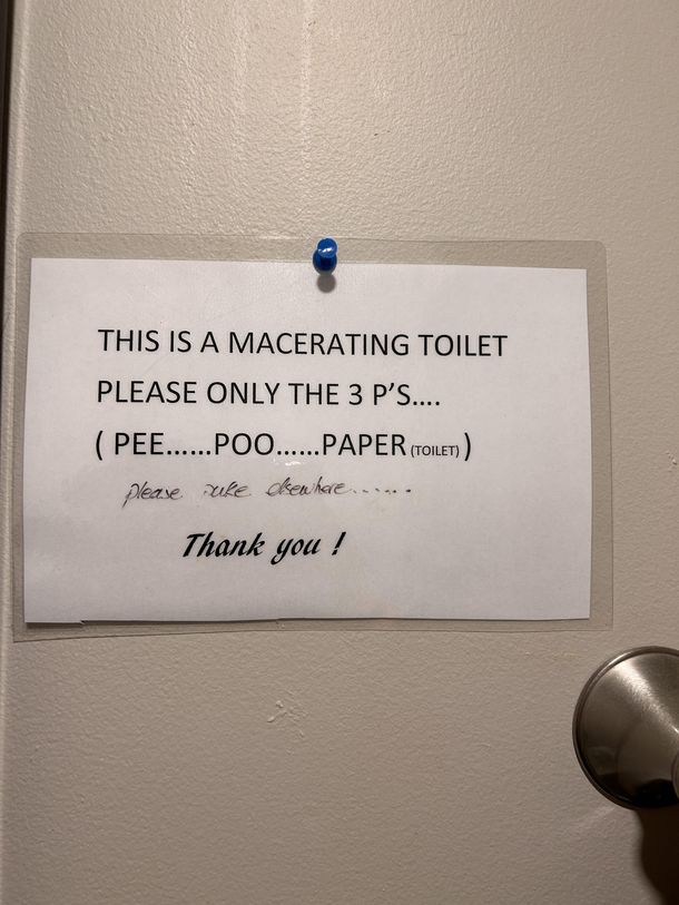 A sign in my workplace bathroomsounds about right please puke elsewhere