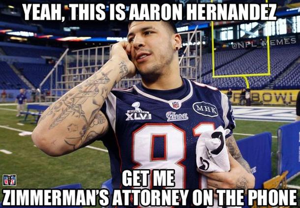 Aaron Hernandez reacts to the Zimmerman verdict