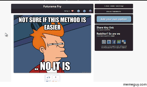After looking at the View Source method of sharing Quickmeme creations here is my method