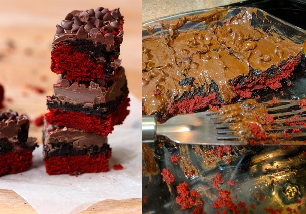 After seeing another user make the red velvet truffle cake I tried to make the brownie version