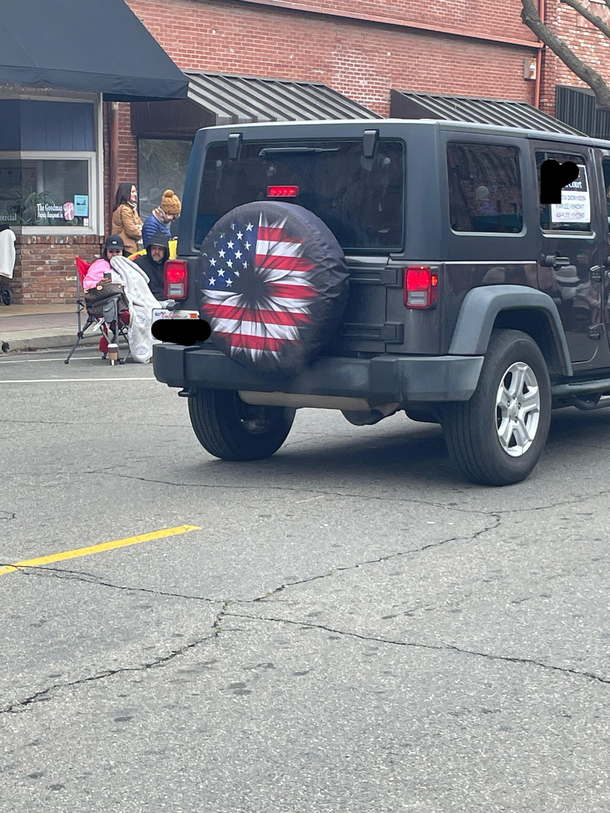 American flag butthole tire cover