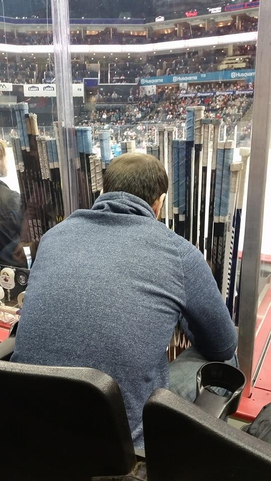And the award for worst seats you paid for goes to this guy Seen at the Charlotte Checkers game