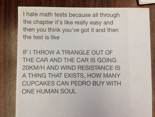 anonymous note left on math teachers door