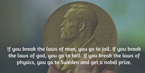 As the Nobel Prizes are awarded today this seems fitting