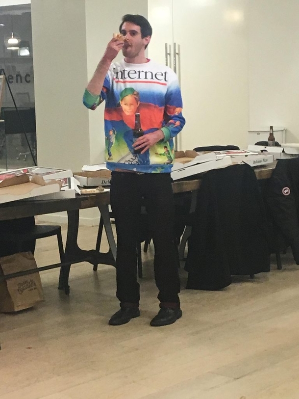 At a small eCommerce seminar this guy walked in halfway through the presentation grabbed a beer and pizza had no ID and wasnt on the guest list so was asked to leave