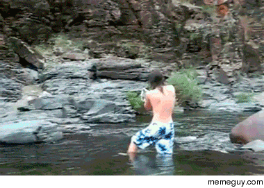At least the idiot was standing in water