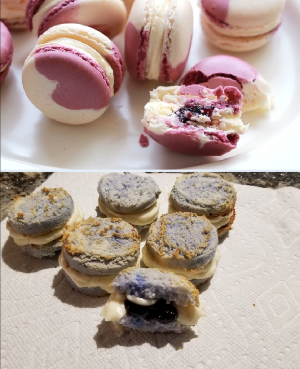 Attempt at blueberry cheesecake macaroons