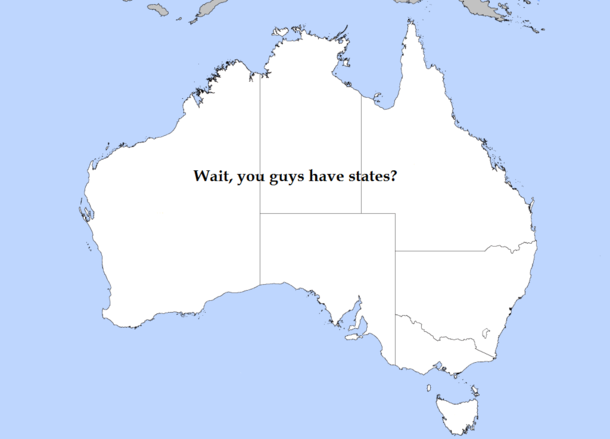 Australia as labeled by an American