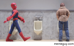 Awkward Spiderman restroom