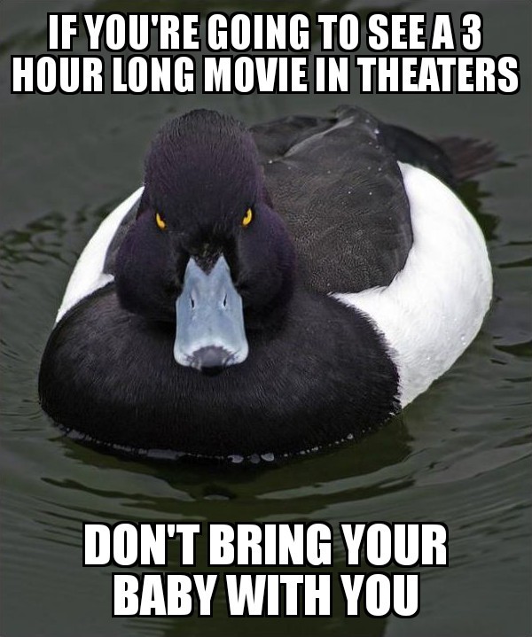 Baby cried throughout  of the movie and the parent refused to take them out of the theater