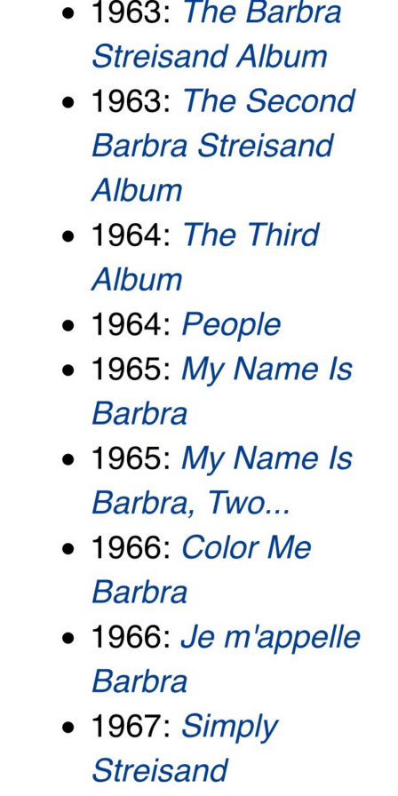 Barbra Streisand is so creative with naming her albums