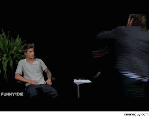 Beiber getting belted by Zach Galifianakis