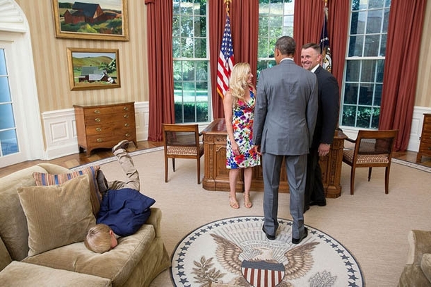 Bored kid faceplants himself in the Oval Office