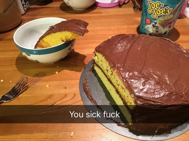 Boyfriend got to cut the first slice of his birthday cake