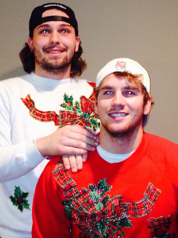 Buddy showed up to a Christmas party with an almost identical sweater This was the first thing we thought to do