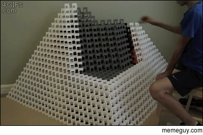 Building a domino pyramid