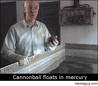Cannonball floats in mercury