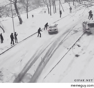Car accident in the snow with twist ending