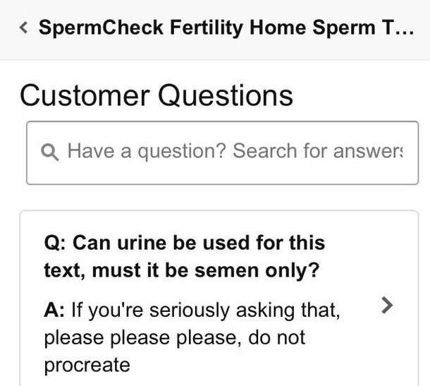 Checked out the QampA section for a male fertility test on Amazon Was not disappointed