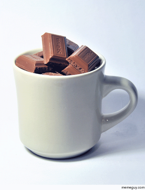 Chocolate melting in a cup