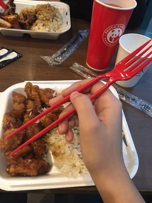 Chopsticks that are also a fork in case youre not feeling too confident