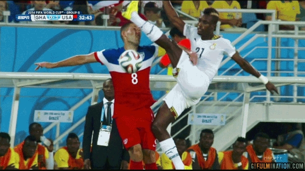 Clint dempsey continued playing after this hit broke his nose Now even soccer players are more manly than LeBron