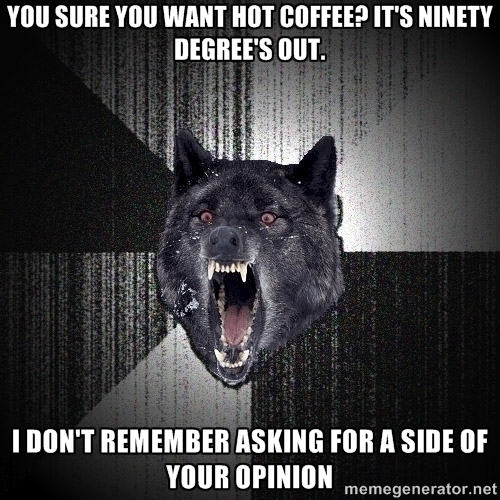 Conversation between the coffee customer in front of me and the barista