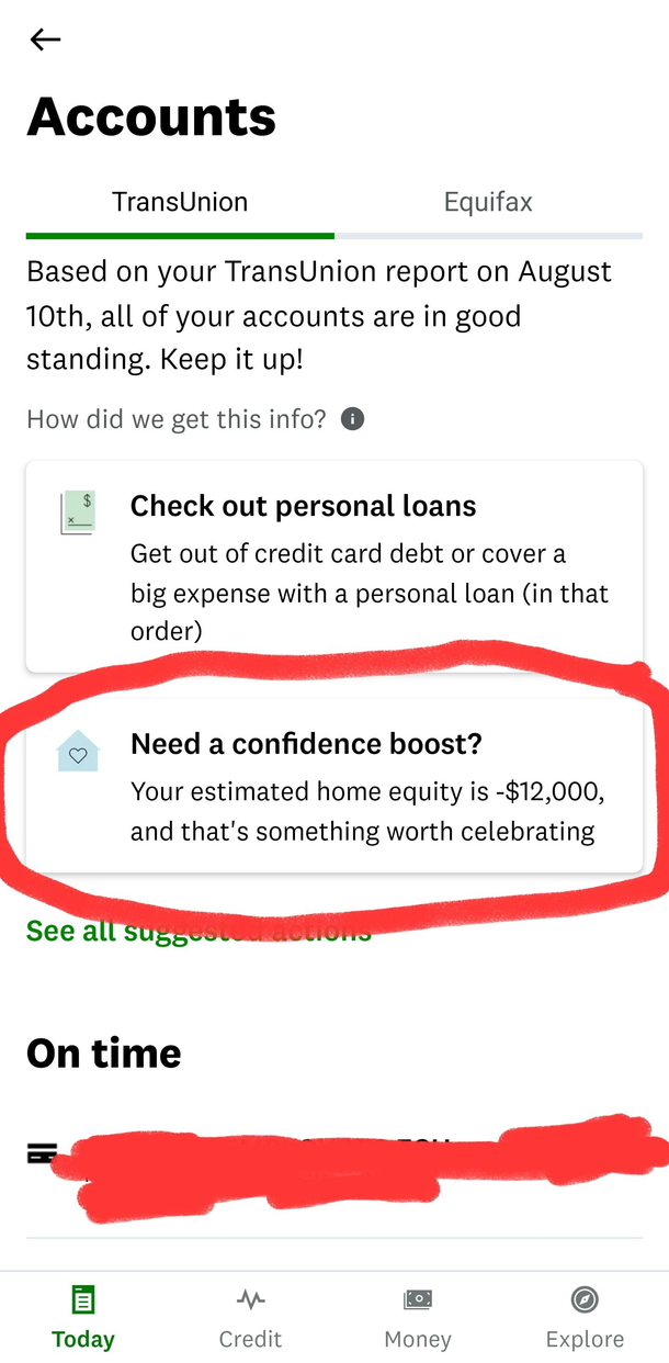 Credit Karma decided to try to boost my confidence today