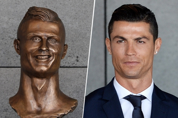 Cristiano Ronaldo New Bronze Statue VS Cristiano Ronaldo IRL