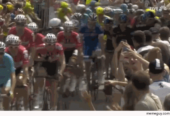 Cyclist Takes out Spectator During  Tour De France