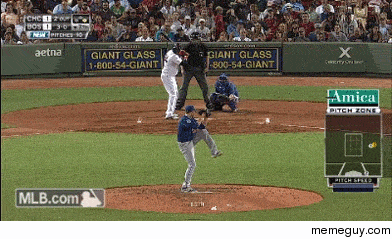 David Ortiz starts walking to first base before the pitcher throws ball four