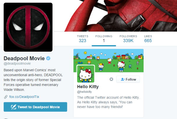 Deadpool only needs to follow one Twitter account