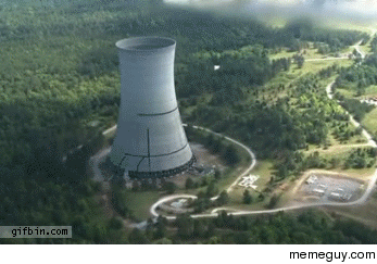 Demolition of a nuclear plants cooling tower