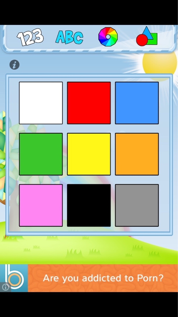 Downloaded a learn colors app for my kid was surprised by the in app ad at the bottom