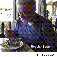 Electronically stabilized spoon helping someone with Parkinsons 