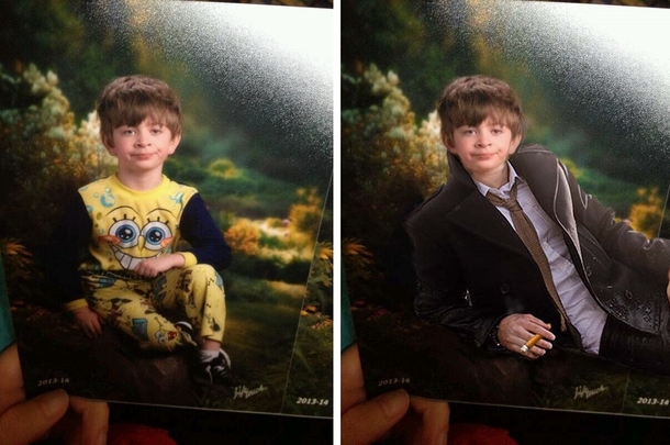 Fixed the kid whose mom sent him to school in pajamas on picture day