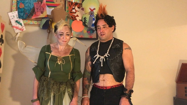 For Halloween my wife and I dressed up as Tinker Bell and Rufio from Hook  years later