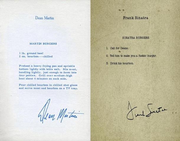 Frank Sinatra and Dean Martins respective burger recipes
