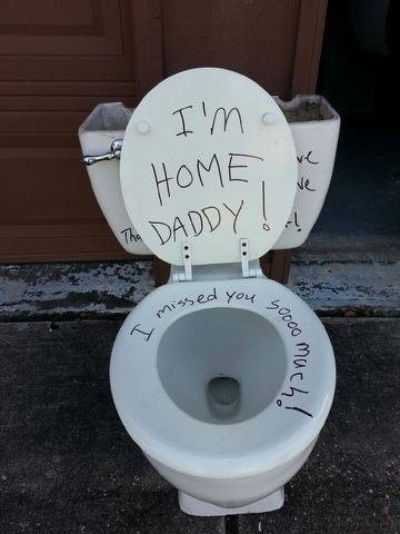 Friend of mine put their toilet out by the road about a month ago It reappeared yesterday with a message for them