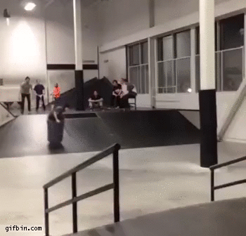 Garbage Can Skate Board Switch Trick