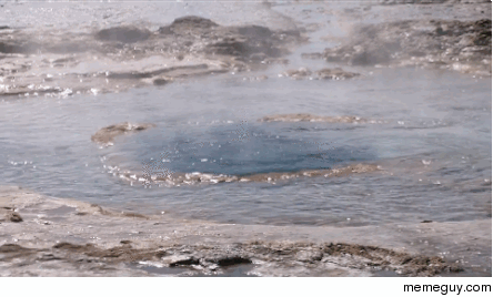 Geyser at the moment of eruption