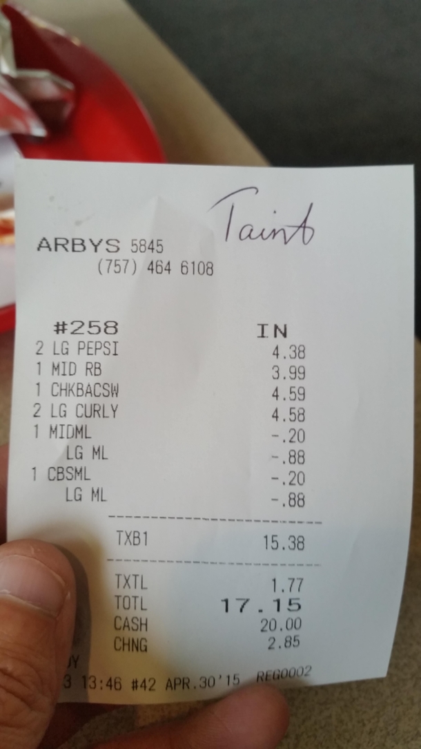 Girl asked my name at Arbys Its Tate