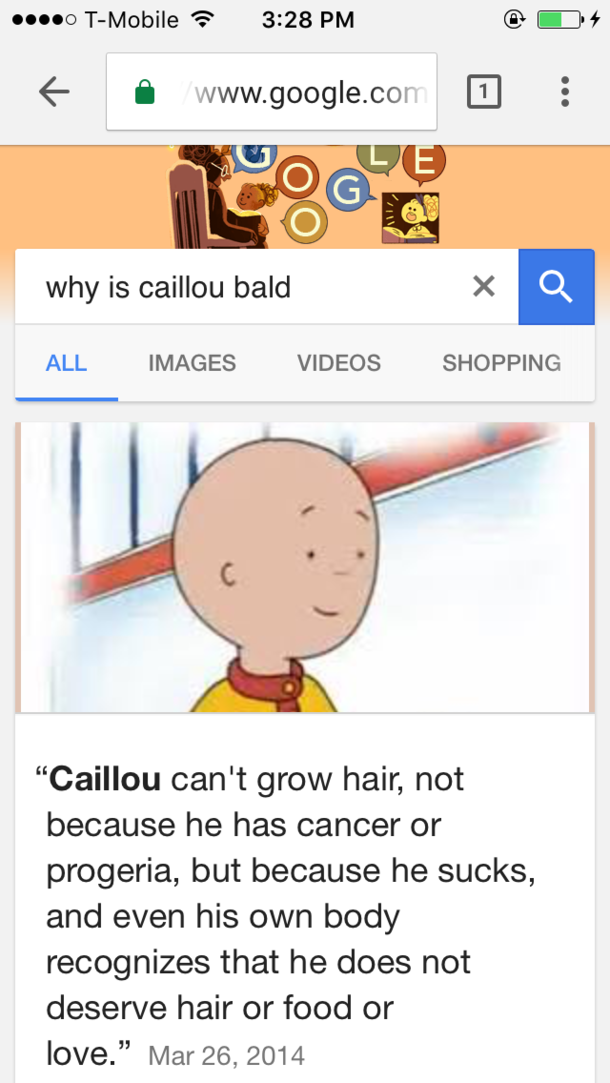 Google why is Caillou bald