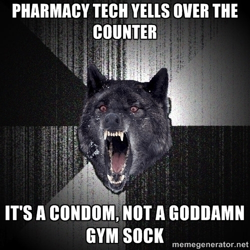Grown man asking Walgreens pharmacist if latex condoms are reusable
